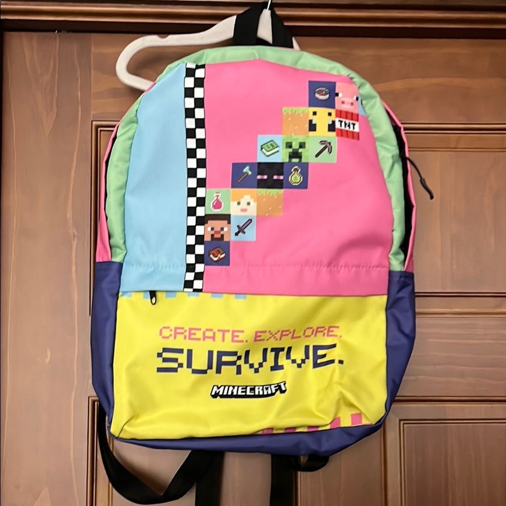 Minecraft Color Block Backpack, Kids Backpack